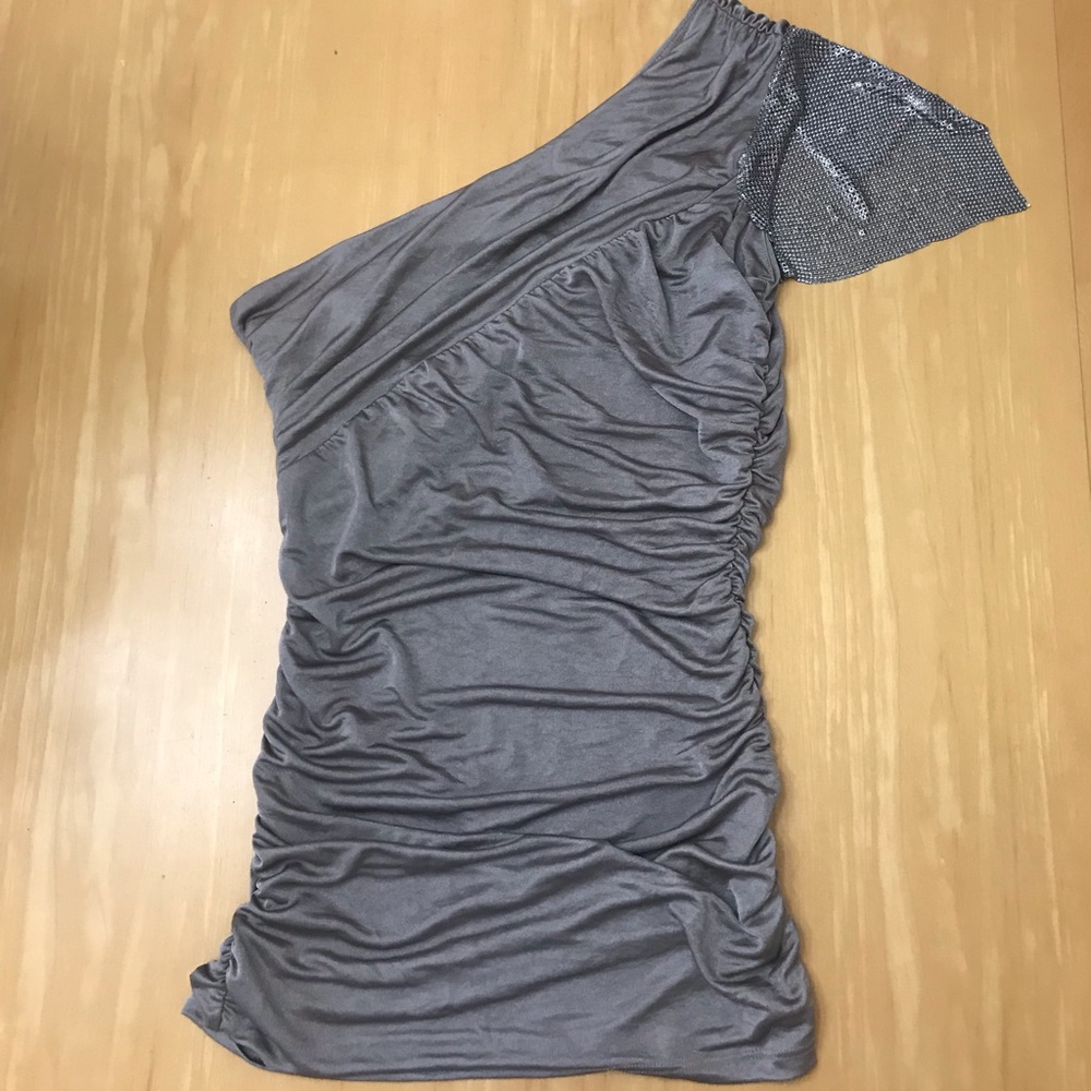 Bebe One Shoulder Chainmail Top